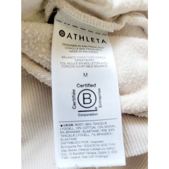 Athleta M Balance Cinch Turtleneck Sweatshirt Cream *Pinhole In Front* - Picture 10 of 10